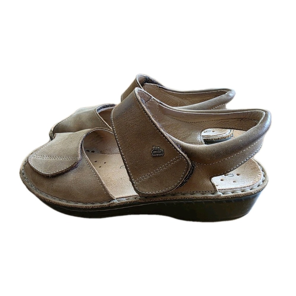 Finn Comfort Germany Leather Sandals Orthopedic Brown EU 37 Hook Loop closure